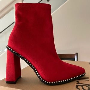 Layneef RED suede silver stud Boot Sz 5